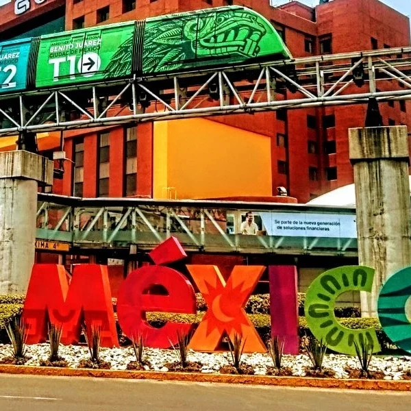 Terminal 1 exterior at Mexico City Airport AICM – departure zone for private Puebla transfers