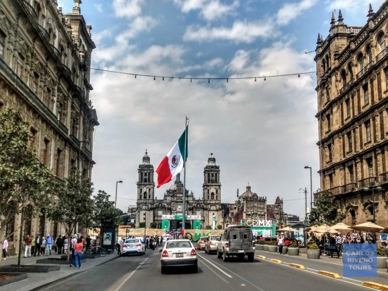 Approaching Mexico City’s Zócalo – historic downtown view with urban architecture and cultural landmarks.