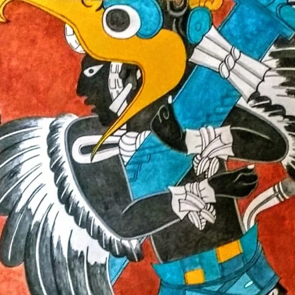 Ancient mural of the Eagle Warrior at Cacaxtla, showcasing vivid Mesoamerican artistry, mythological symbolism, and elite warrior iconography from pre-Hispanic times.