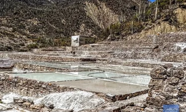 Panoramic view of the salt flats at Zapotitlán Salinas within the Cuicatlán–Tehuacán Biosphere Reserve, showcasing ancient extraction terraces and desert landscapes in Puebla, Mexico.