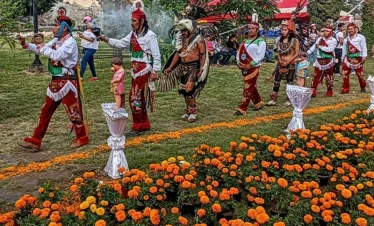 Voladores ritual during Day of the Dead in Huaquechula, Puebla.