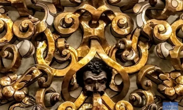Detail of 17th-century stucco decoration covered with gold leaf in the Capilla del Rosario, Puebla’s Baroque jewel of sacred art