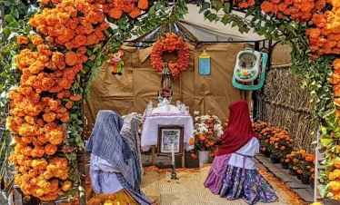 Day of the Dead altar for deceased children in Huaquechula, Puebla – adorned with toys, candles, and tender offerings honoring young souls.